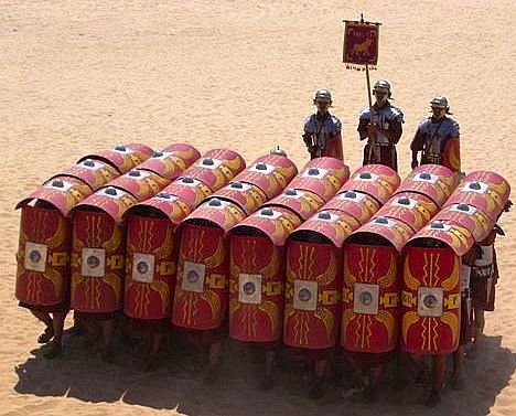 Picture of testudo (tortoise) military formation